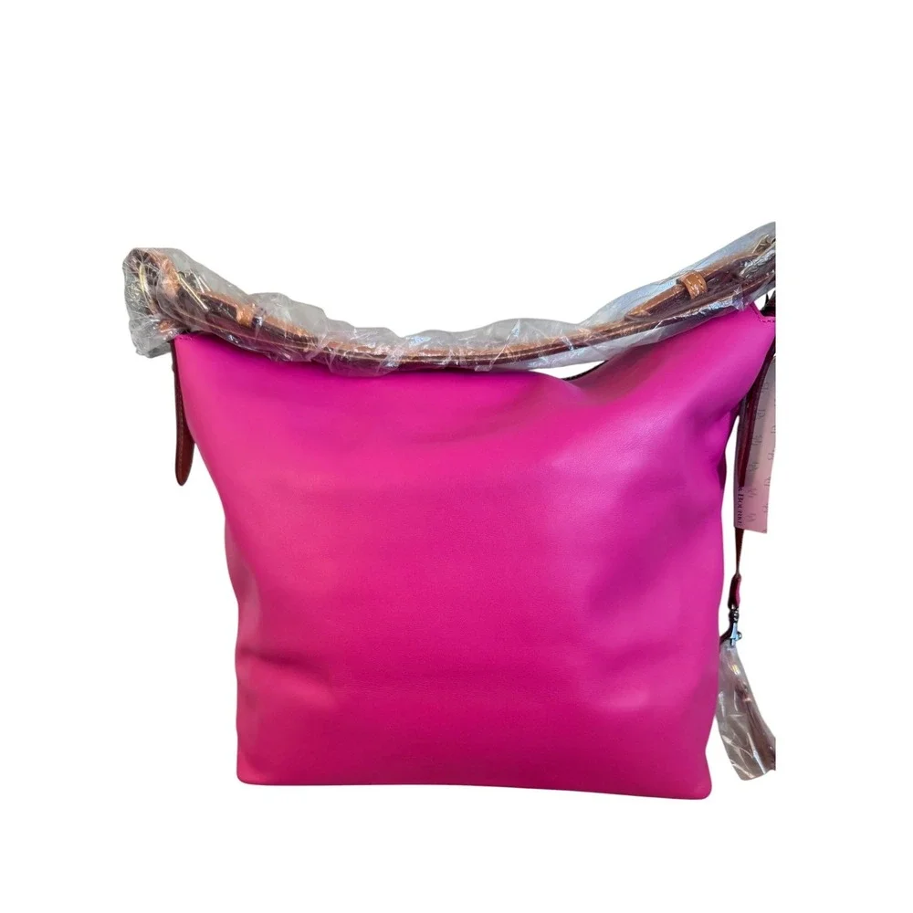 Dooney & Bourke Pink Leather Hobo Bag with Pouch and Keychain Set NEW